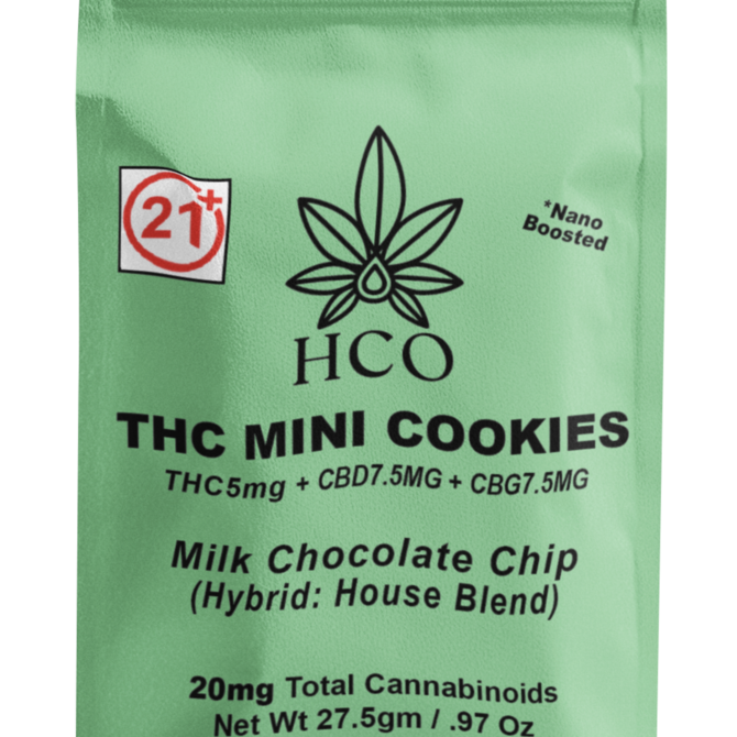 Moderate THC Hemp (MTH) THC Mini Chocolate Cookies - 5pieces, 20mg per packets (Hybrid Strain)