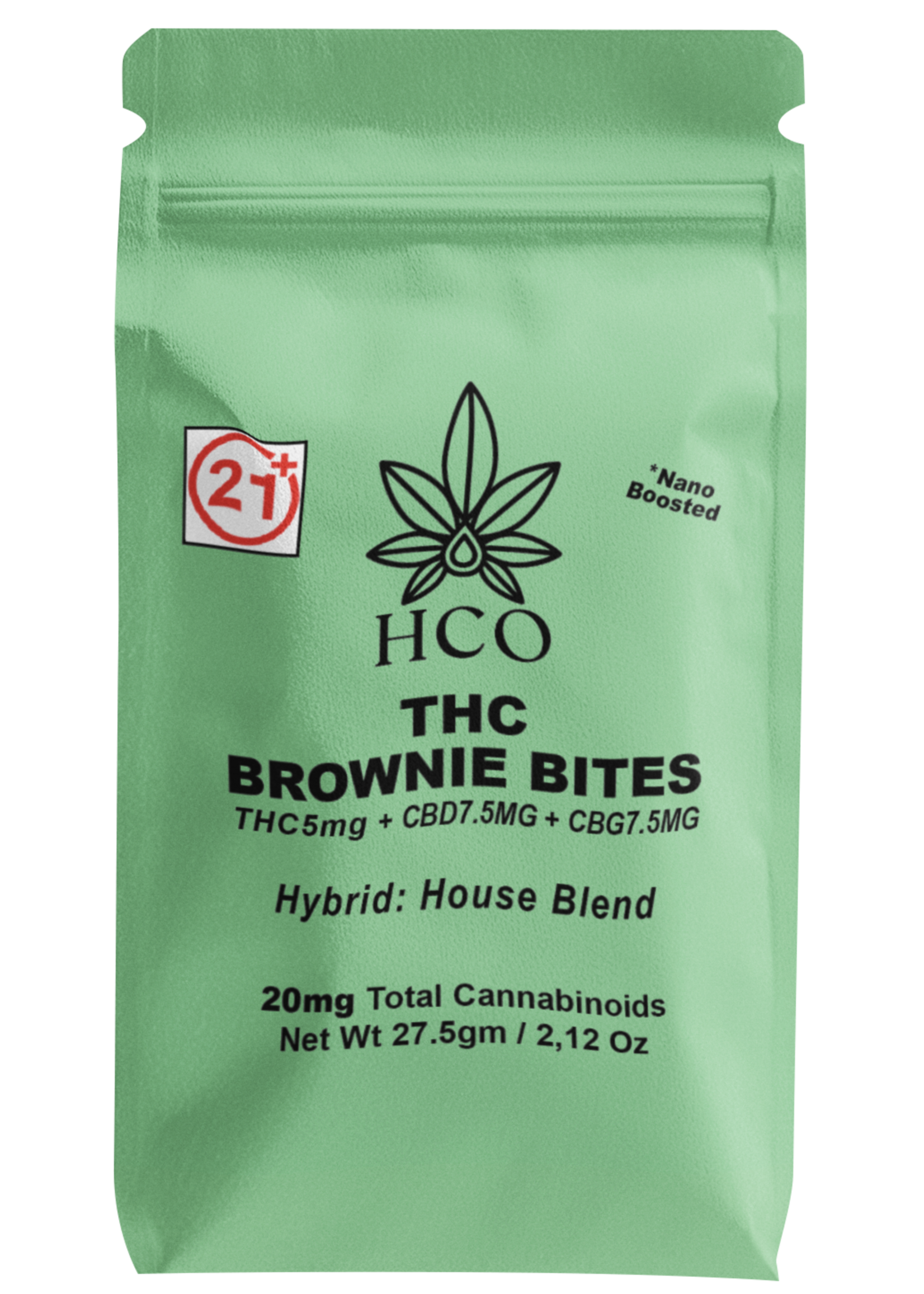 Moderate THC Hemp (MTH) THC Chocolate Brownie Bites: Hybrid Strain  (10mg intensity ea. THC Packet)
