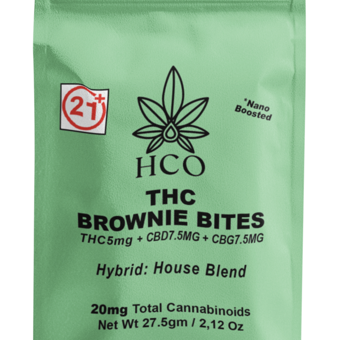 Moderate THC Hemp (MTH) THC Chocolate Brownie Bites: Hybrid Strain  (10mg intensity ea. THC Packet)