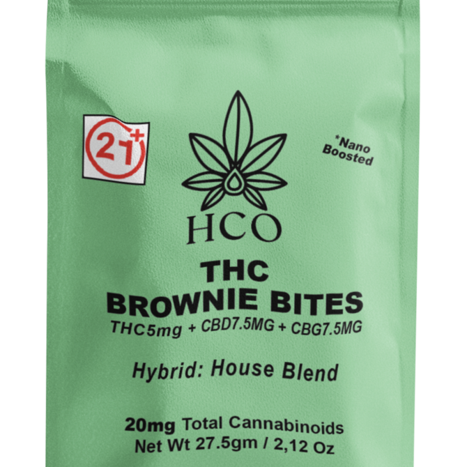 Moderate THC Hemp (MTH) THC Chocolate Brownie Bites: Hybrid Strain  (10mg intensity ea. THC Packet)