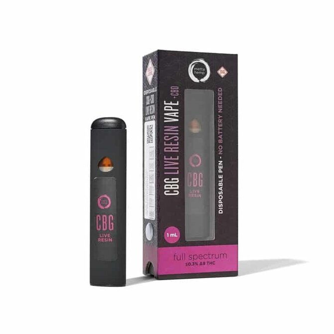Metta Hemp Live Resin Disposable Vape - CBG, CBN, CBC, CBD, THCV: Sativa, Hybrid or Indica