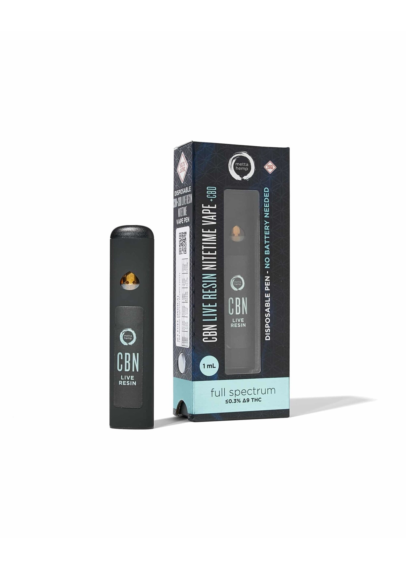 Metta Hemp Live Resin Disposable Vape - CBG, CBN, CBC, CBD, THCV: Sativa, Hybrid or Indica