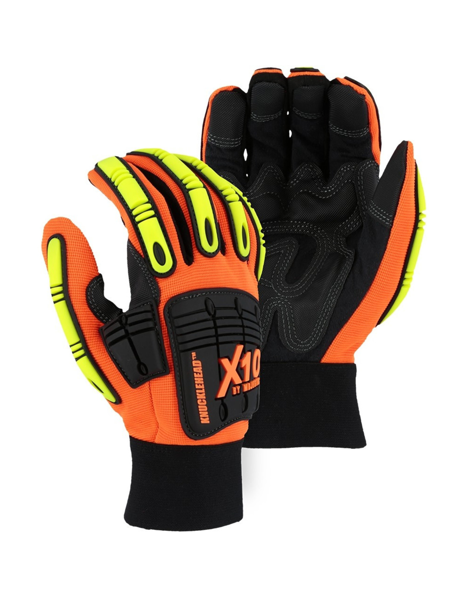 Majestic Glove Knucklehead X10 Armor Skin™ Mechanics Glove With Impact Protection - Single Pair