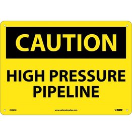 National Marker Company CAUTION, HIGH PRESSURE PIPELINE Aluminum Sign