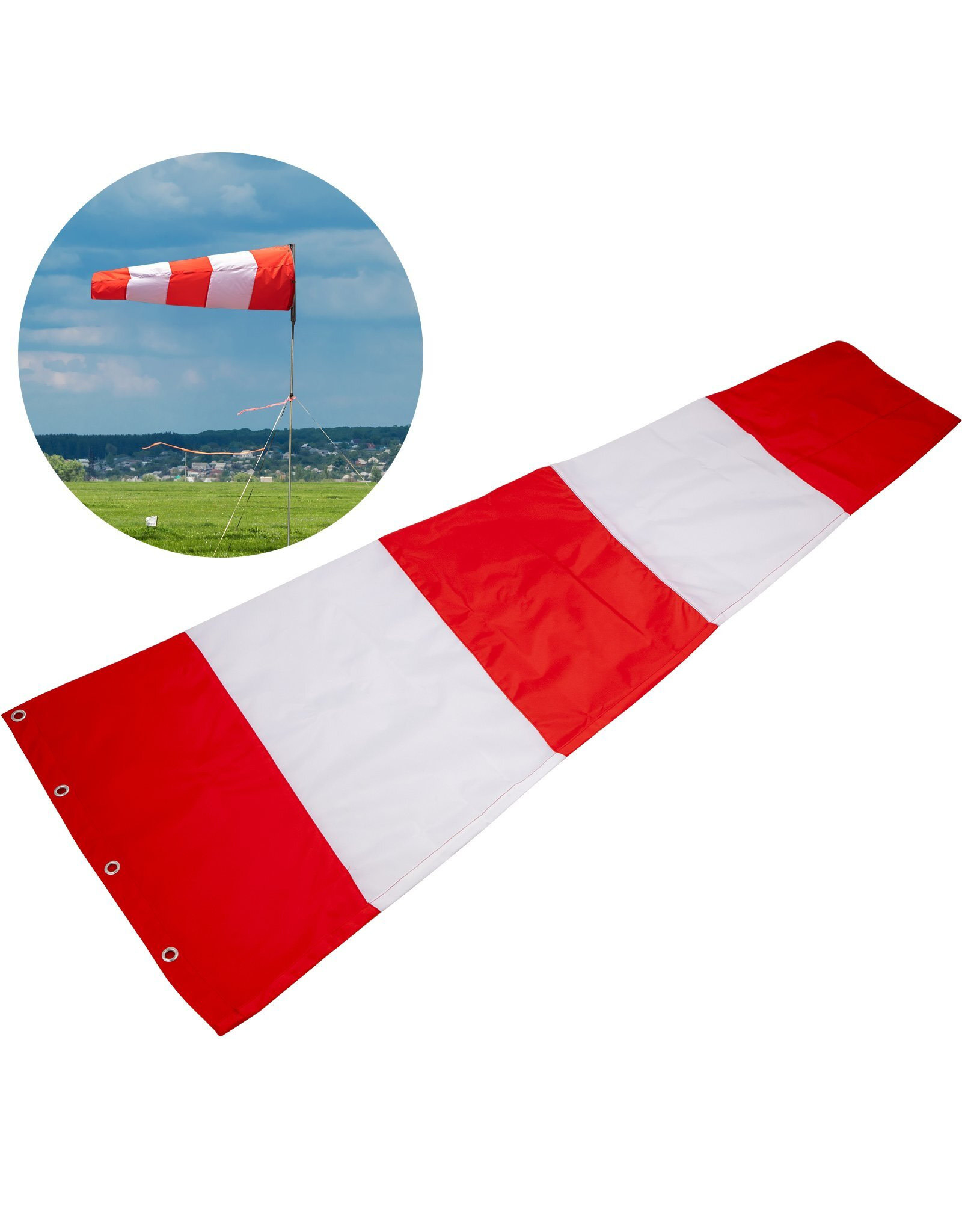 Safety Flag Co Variegated Windsock 18x60" Red/White