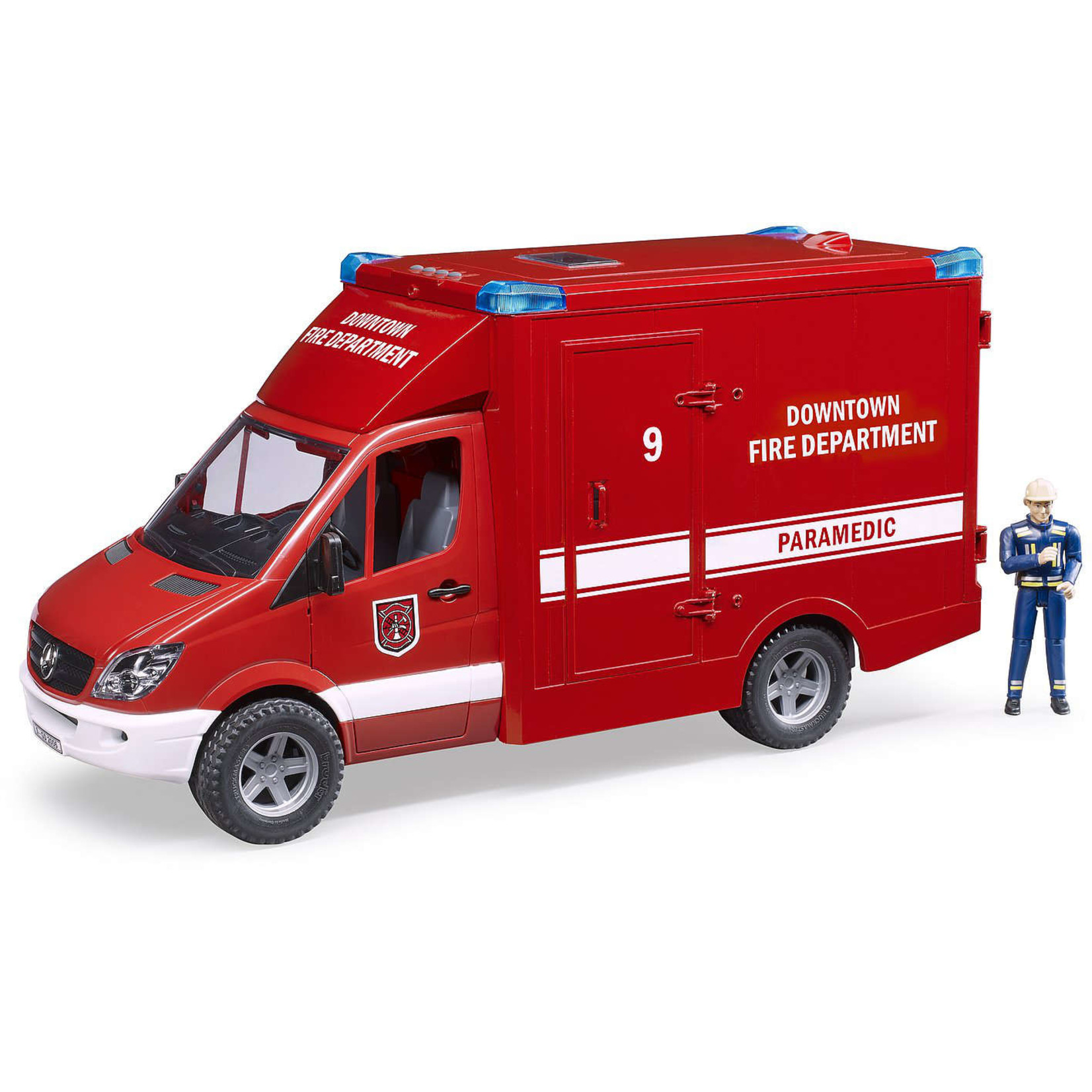 BRUDER MB SPRINTER FIRE DEPARTMENT 02539 (WITH LIGHT & SOUND MODULE AND FIREMAN)
