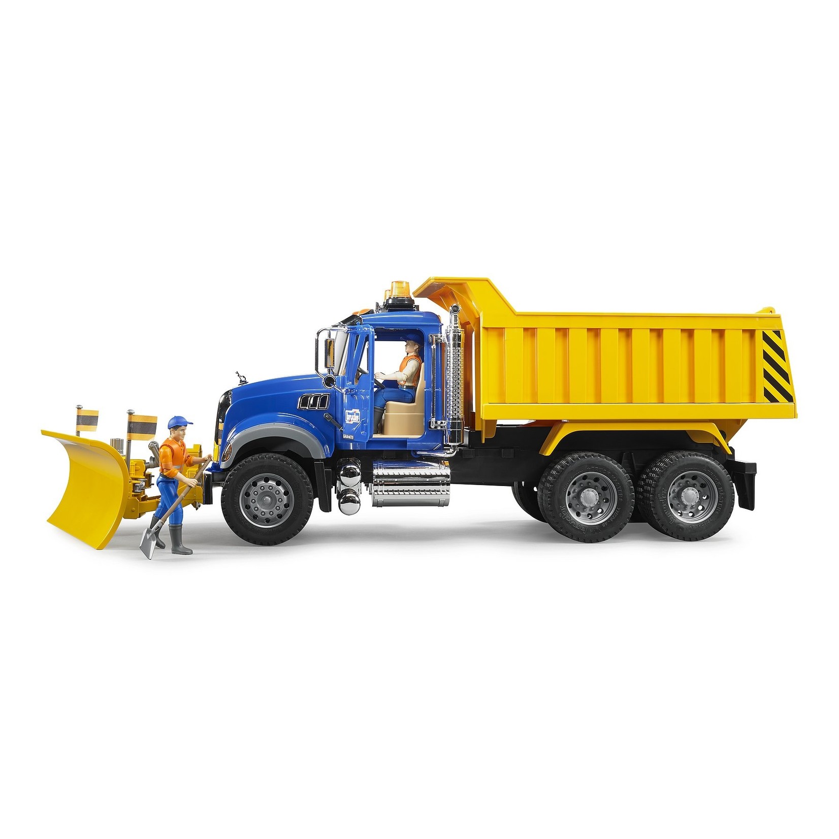 BRUDER 02825 Mack Granite Dump Truck with Snowplow Blade