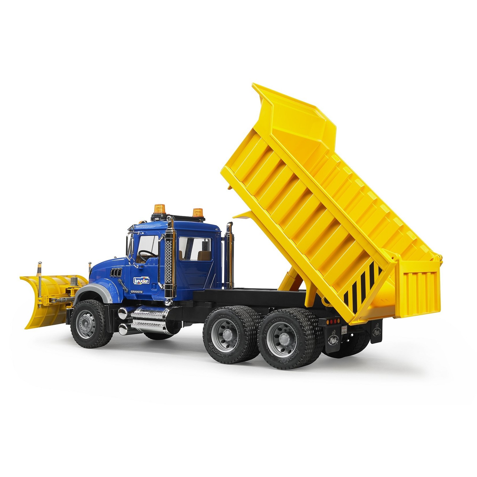 BRUDER 02825 Mack Granite Dump Truck with Snowplow Blade