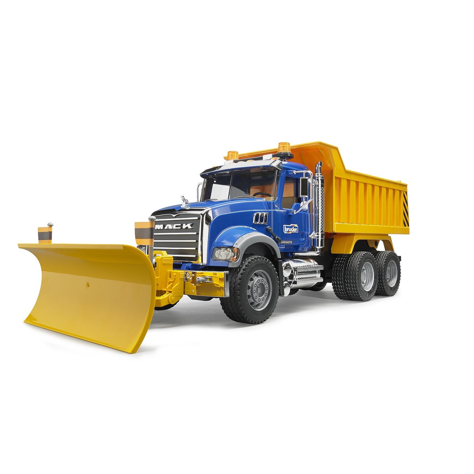 BRUDER 02825 Mack Granite Dump Truck with Snowplow Blade
