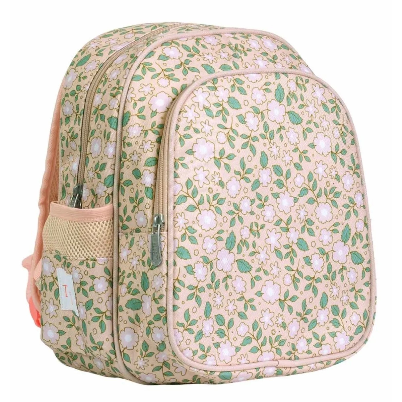 A LITTLE LOVELY COMPANY KIDS BACKPACK INSULATED FRONT COMPARTMENT: BLOSSOMS PINK