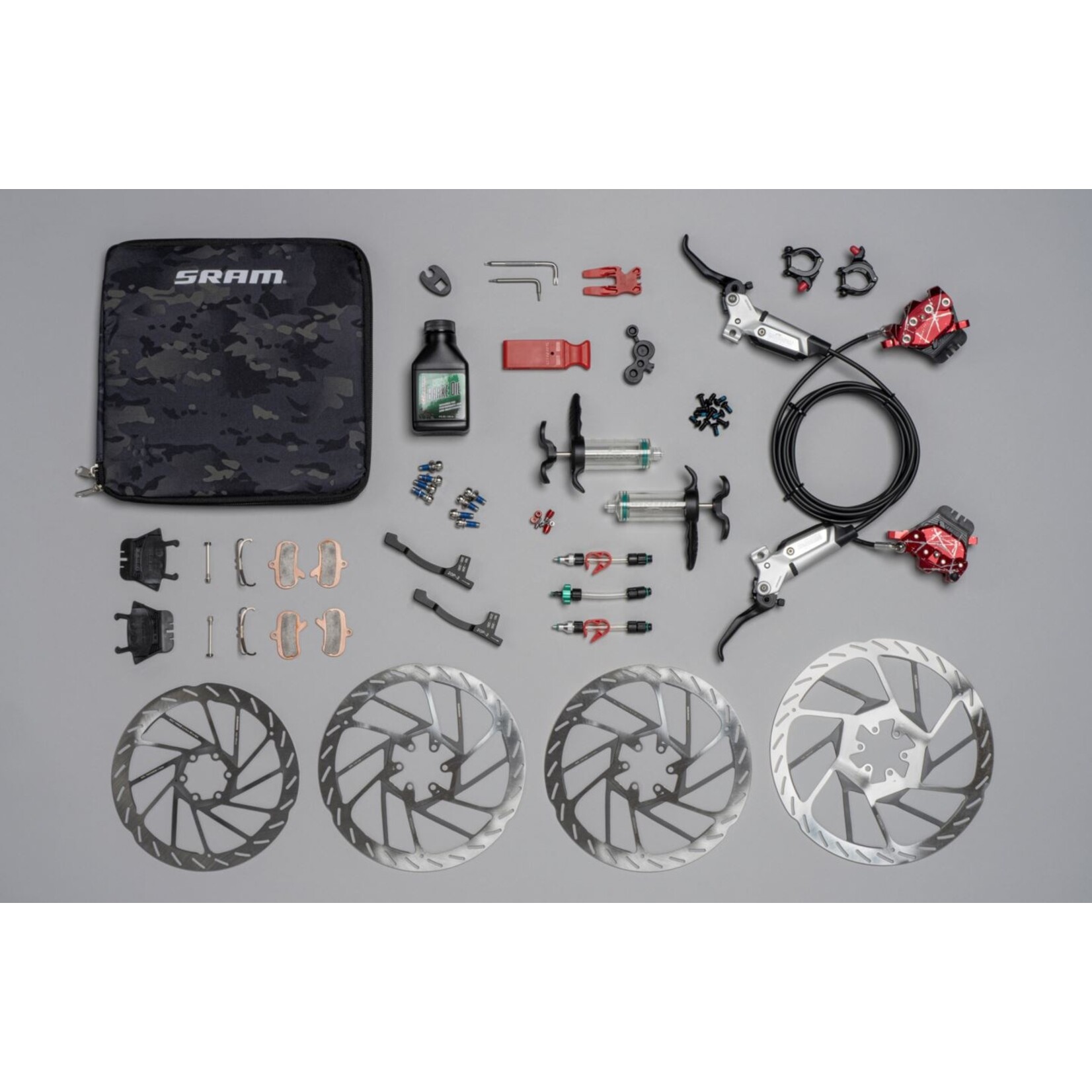 SRAM SRAM, Maven Ultimate Stealth Expert, MTB Hydraulic Disc Brake, Pair, Post mount, Red, Kit