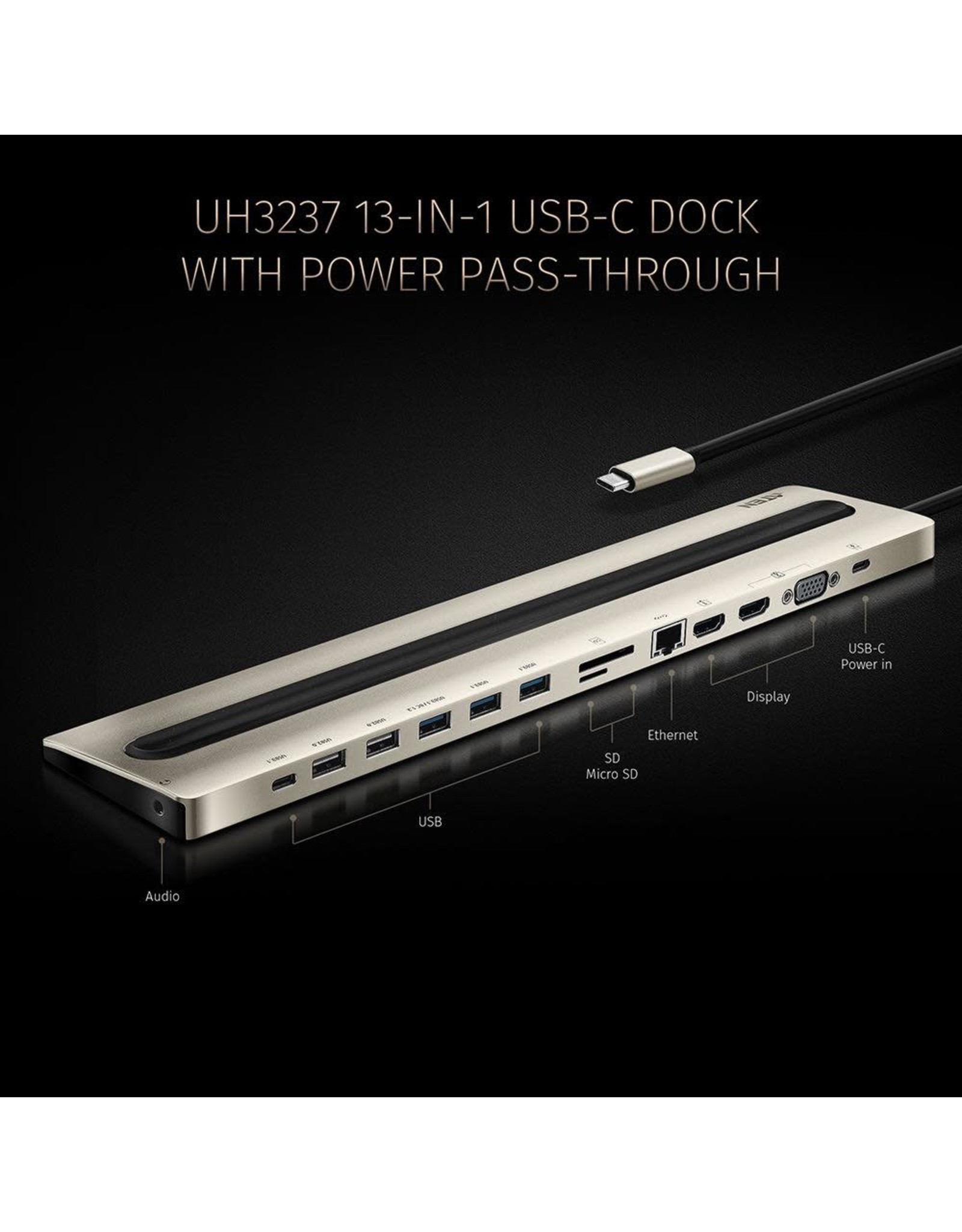 Aten ATEN USB-C Multiport Dock with Power Pass-Through - PD up to 85w - Single display 4k@30