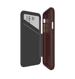 EFM EFM Monaco D3O Leather Wallet Case suits New iPhone Xs - Mulberry/Gold EOL