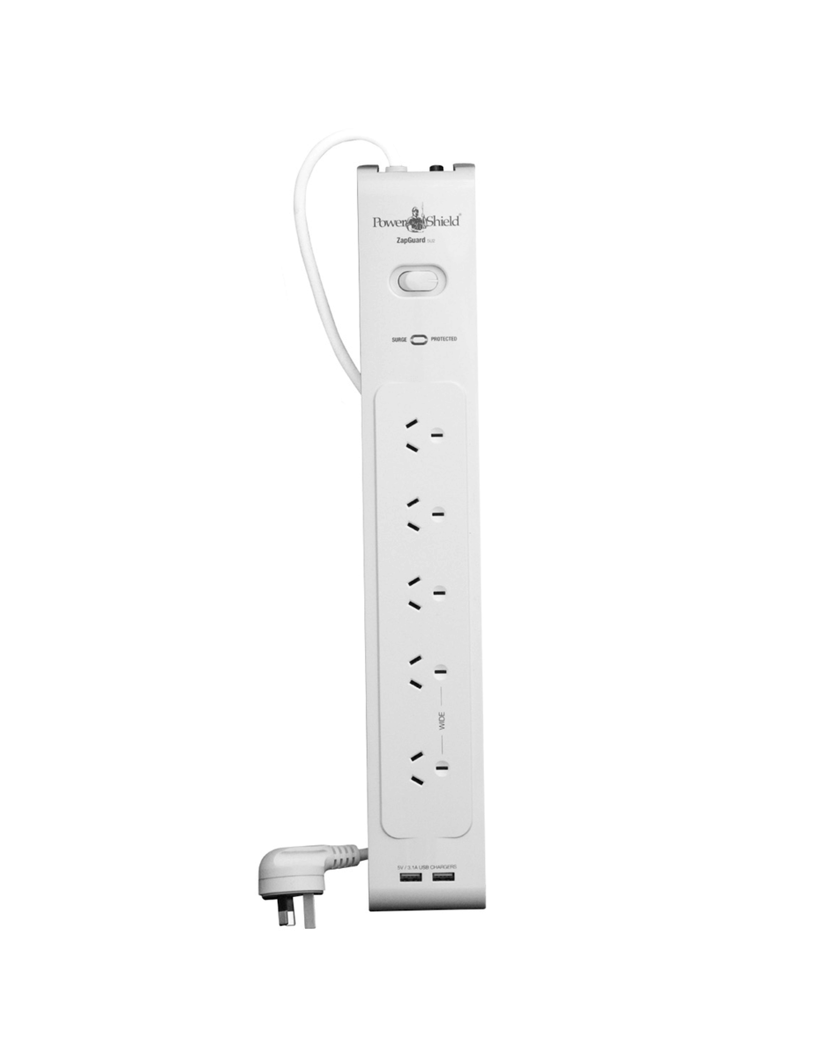 Power Shield Power Shield ZapGuard 5 Way High Capacity Surge Protector Strip with 2 USB charging ports