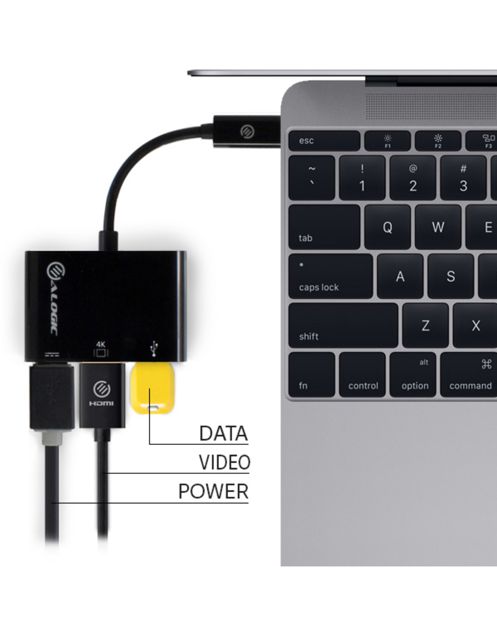 ALOGIC ALOGIC 15cm USB-C to HDMI/USB 3.0/USB-C with charging 60W (20V/3A) - Black
