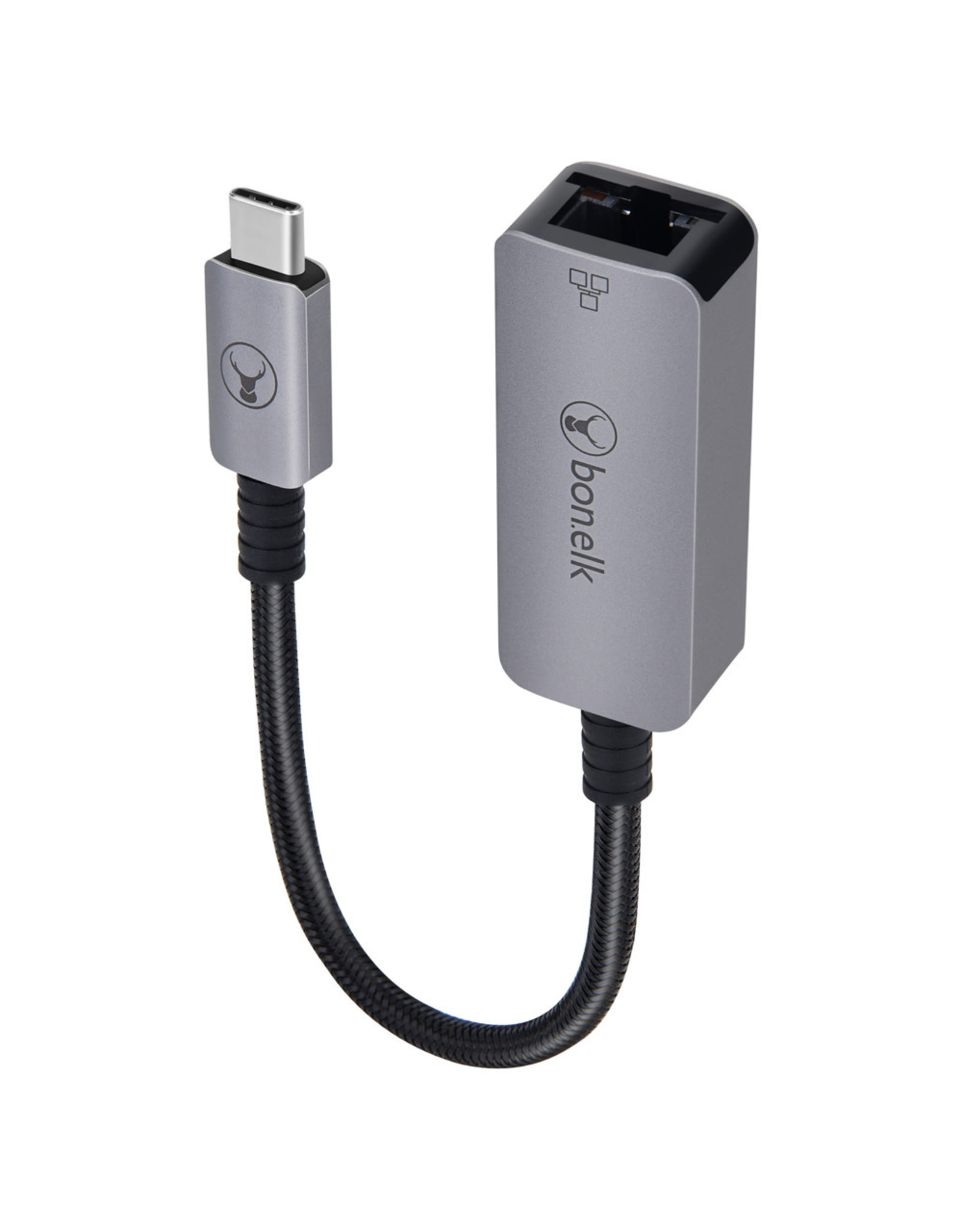 Bon.elk Bon.elk Long-Life USB-C to Gigabit Ethernet Adapter - 15cm - Space Grey