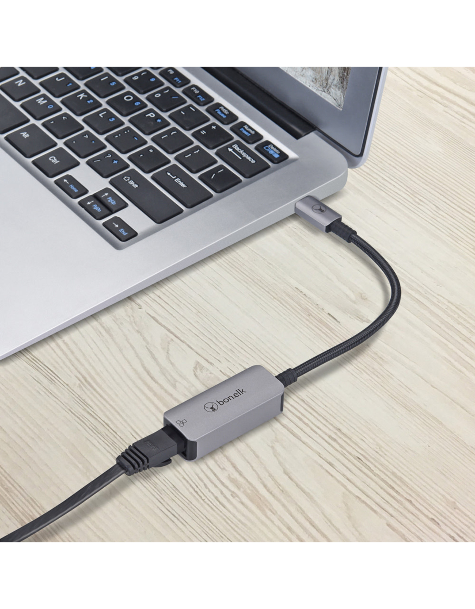 Bon.elk Bon.elk Long-Life USB-C to Gigabit Ethernet Adapter - 15cm - Space Grey