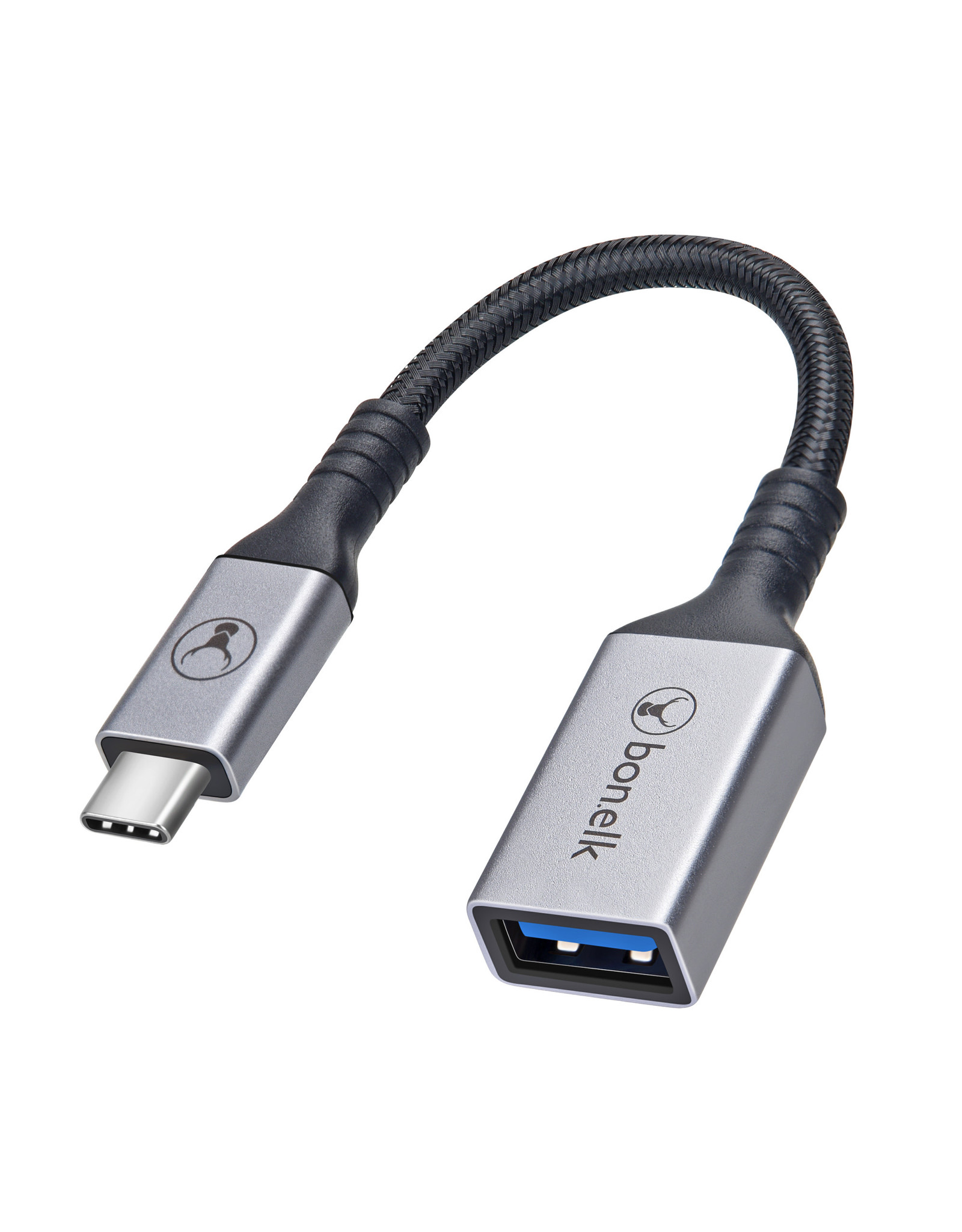 Bon.elk Bon.elk Long-Life USB-C to USB-A Adapter - 15cm - Space Grey