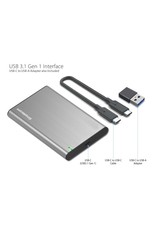 Simplecom Simplecom SE221 Aluminium 2.5'' SATA HDD/SSD to USB-C Enclosure - GREY