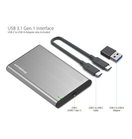 Simplecom Simplecom SE221 Aluminium 2.5'' SATA HDD/SSD to USB-C Enclosure - GREY