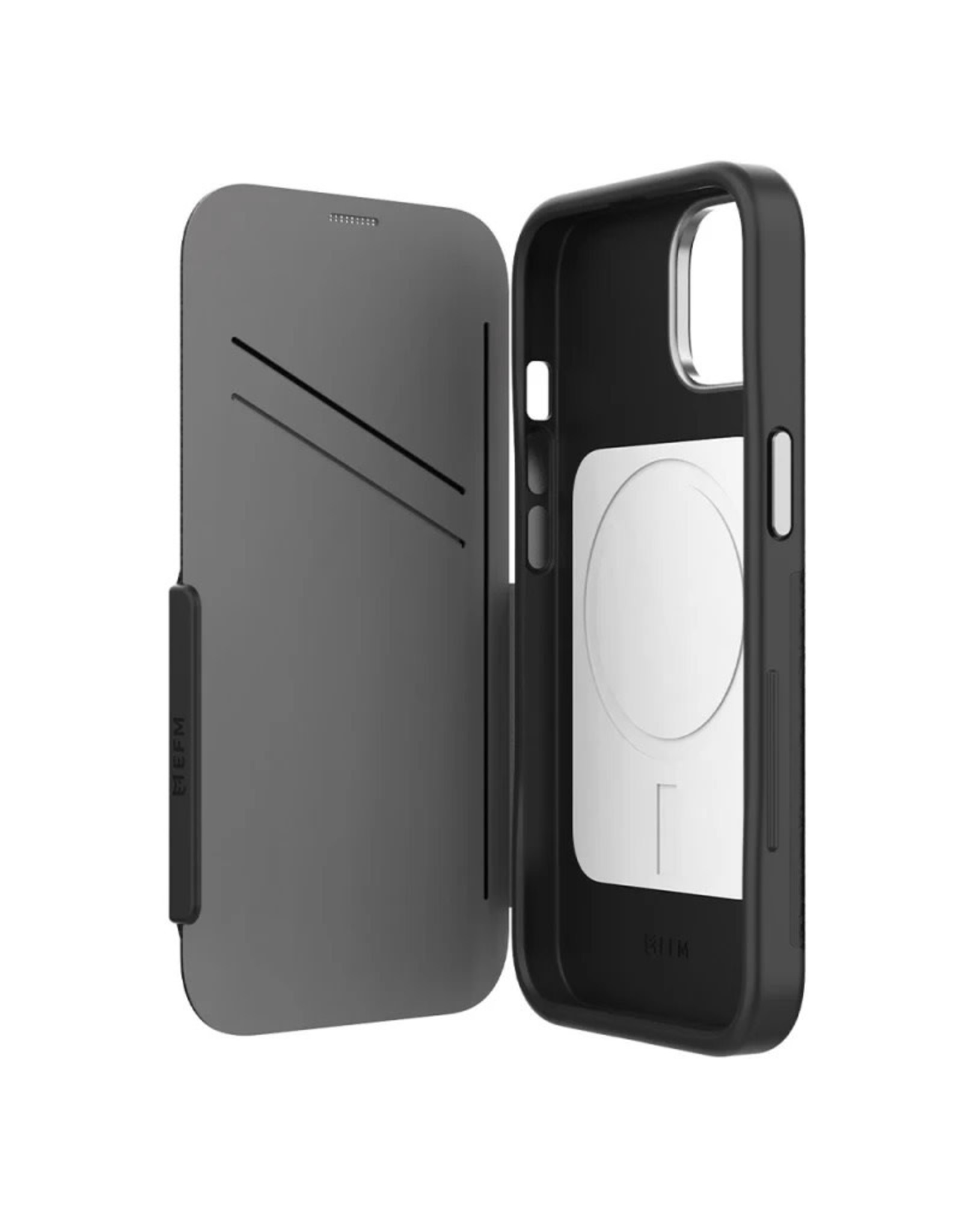 EFM EFM Monaco E-Leather Wallet Case Armour with D3O® 5G Signal Plus suits iPhone 14 Pro Max - Black/ Space Grey