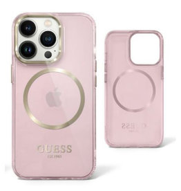 Funda Protector Guess Marble Pink Para iPhone 15 Pro Max