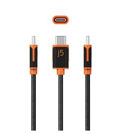 j5create J5create USB-C to USB-C Sync & Charge Cable 180cm, Braided Polyester (Supports USB 2.0 with speeds up to 480Mbps, output up to 3A) up to 60W PD