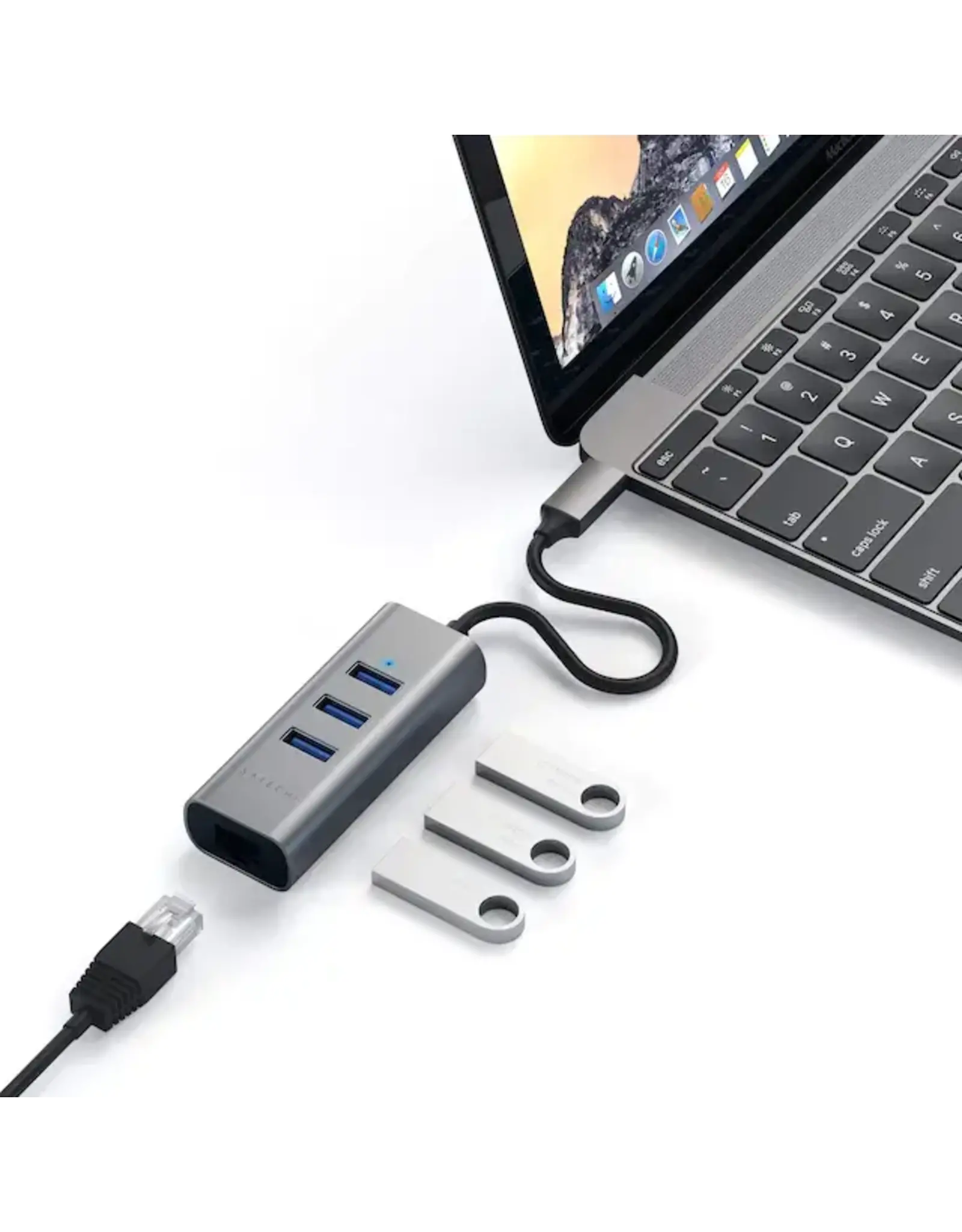 Satechi Satechi Type-C 2-in-1 USB 3.0 3-Port Hub & Ethernet Space Grey