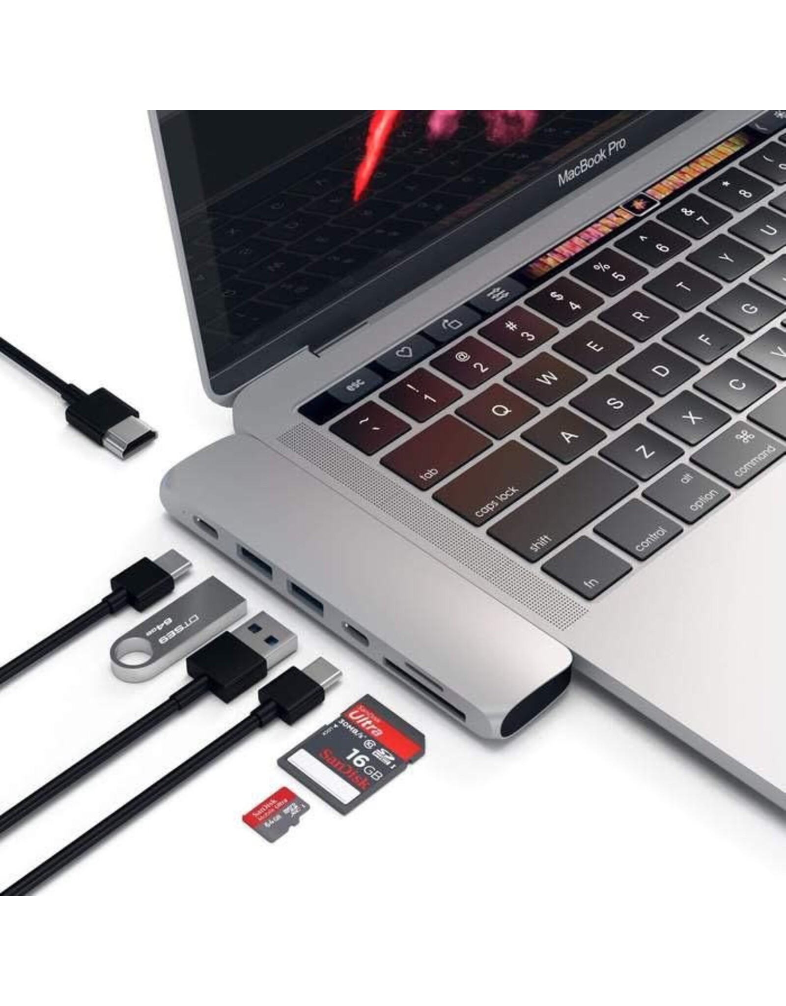 Satechi Satechi Type-C Pro Hub adapter / Thunderbolt 3 port, USB-C port, 2 x USB 3.0 ports, 4k HDMI /  SD/Micro card reader - Silver