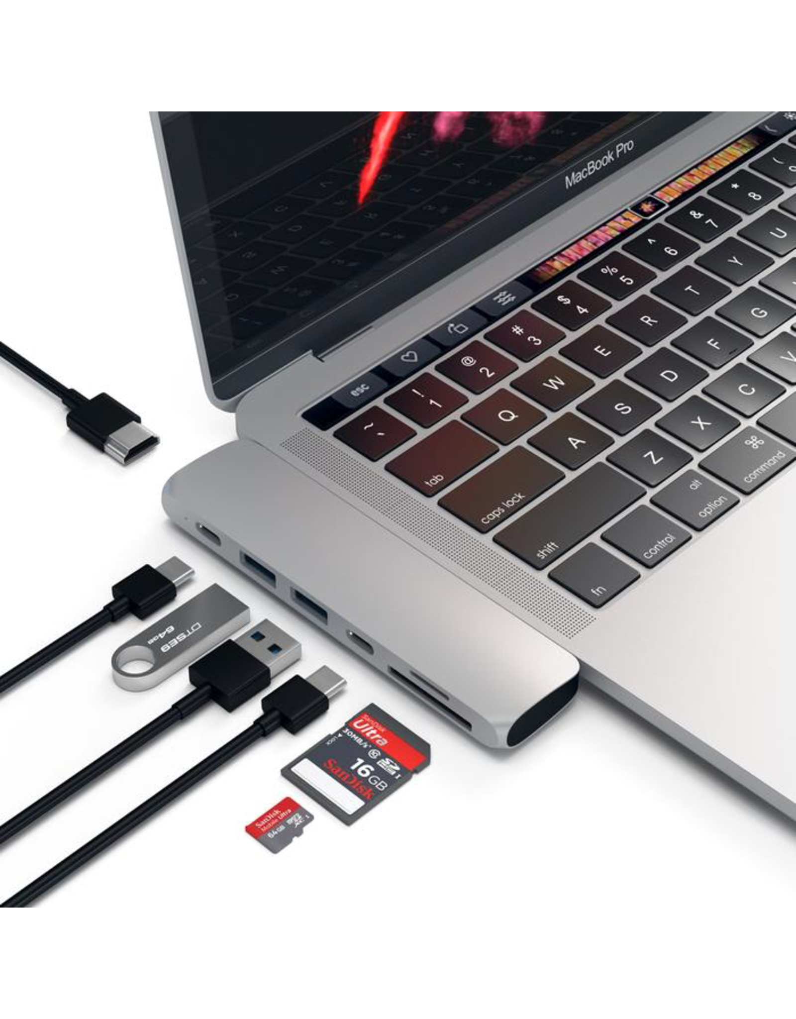 Satechi Satechi Type-C Pro Hub adapter / Thunderbolt 3 port, USB-C port, 2 x USB 3.0 ports, 4k HDMI /  SD/Micro card reader - Space Grey