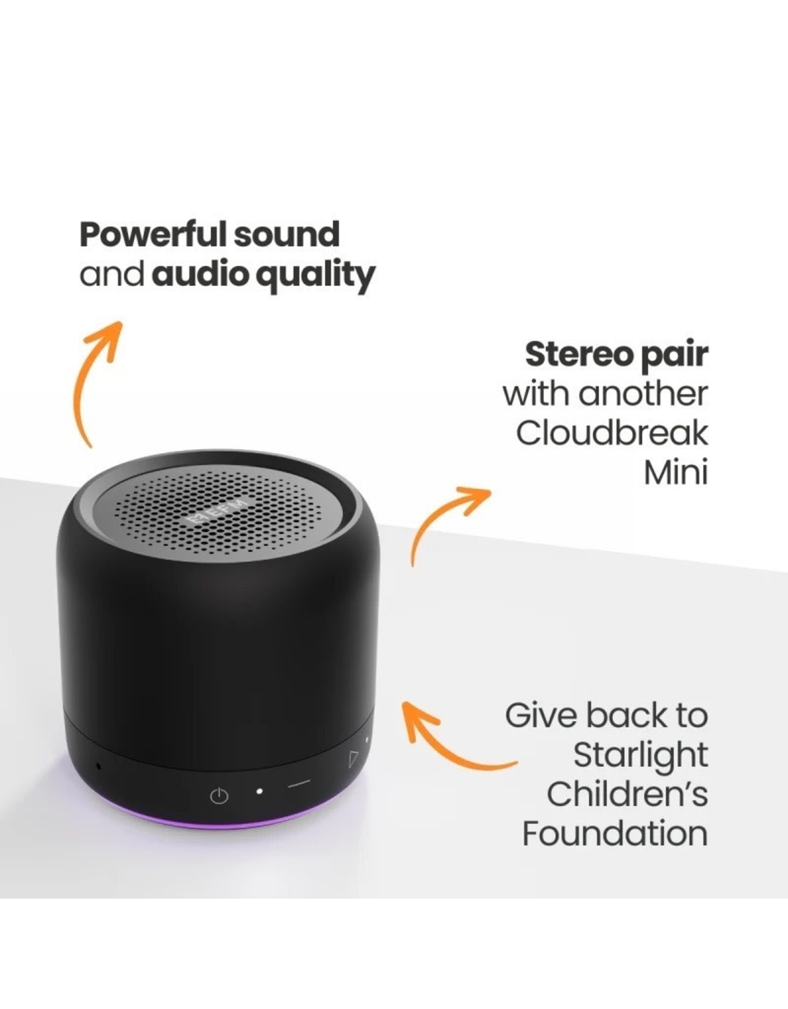 EFM EFM Cloudbreak Mini Bluetooth Speaker with Dynamic Lighting Effects - Black