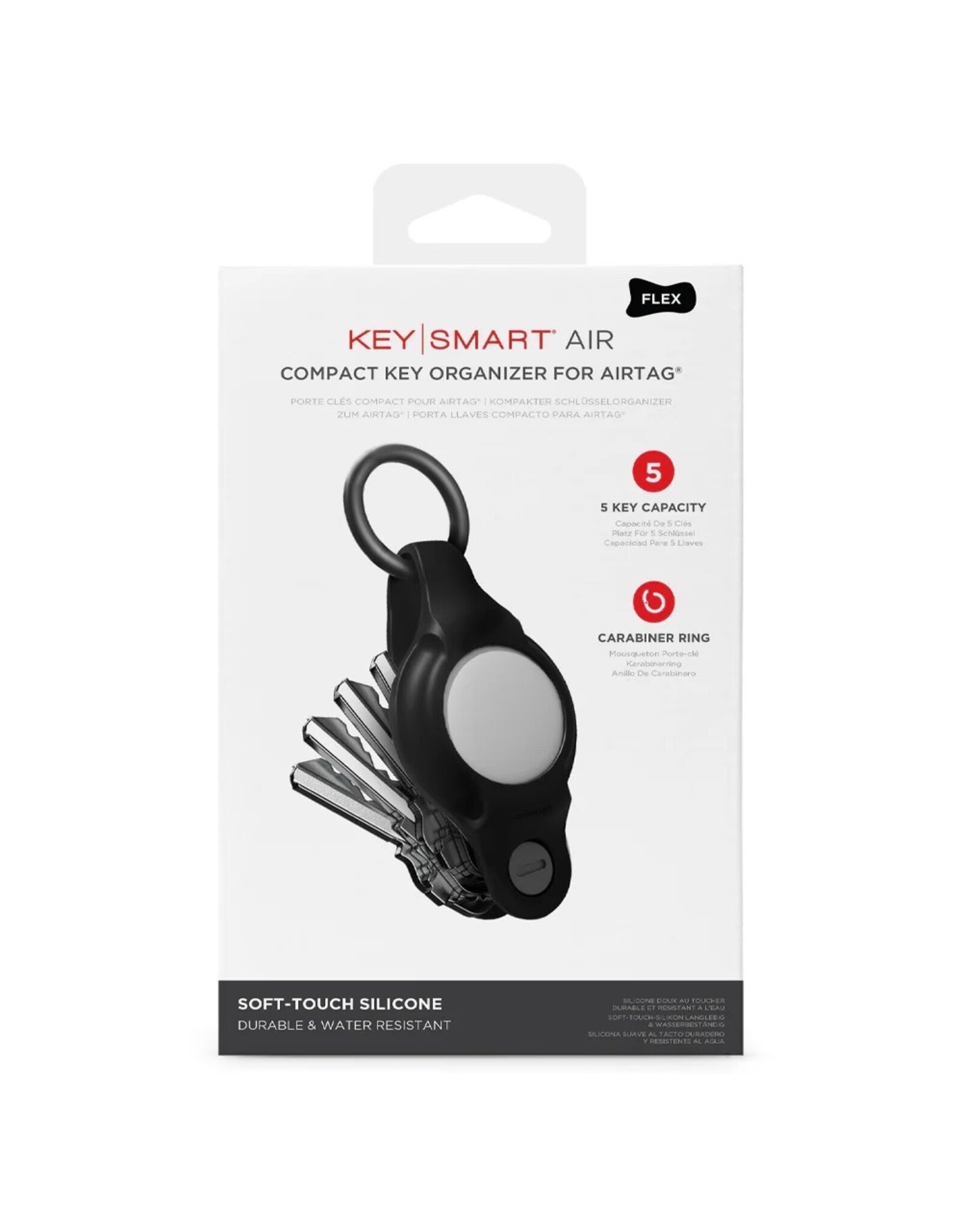 KeySmart KeySmart Air Flex - Compact Key Holder for Apple AirTag, Slim and Pocket Friendly - holds ip to 5 Keys - Black