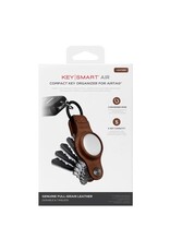 KeySmart KeySmart Air - Compact Leather Key Holder and Case for Apple Airtag holds up to 5 keys - Brown