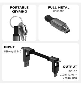 Rolling Square Rolling Square inCharge 6 15W 6-in-1 Keyring Cable - Mercury Grey