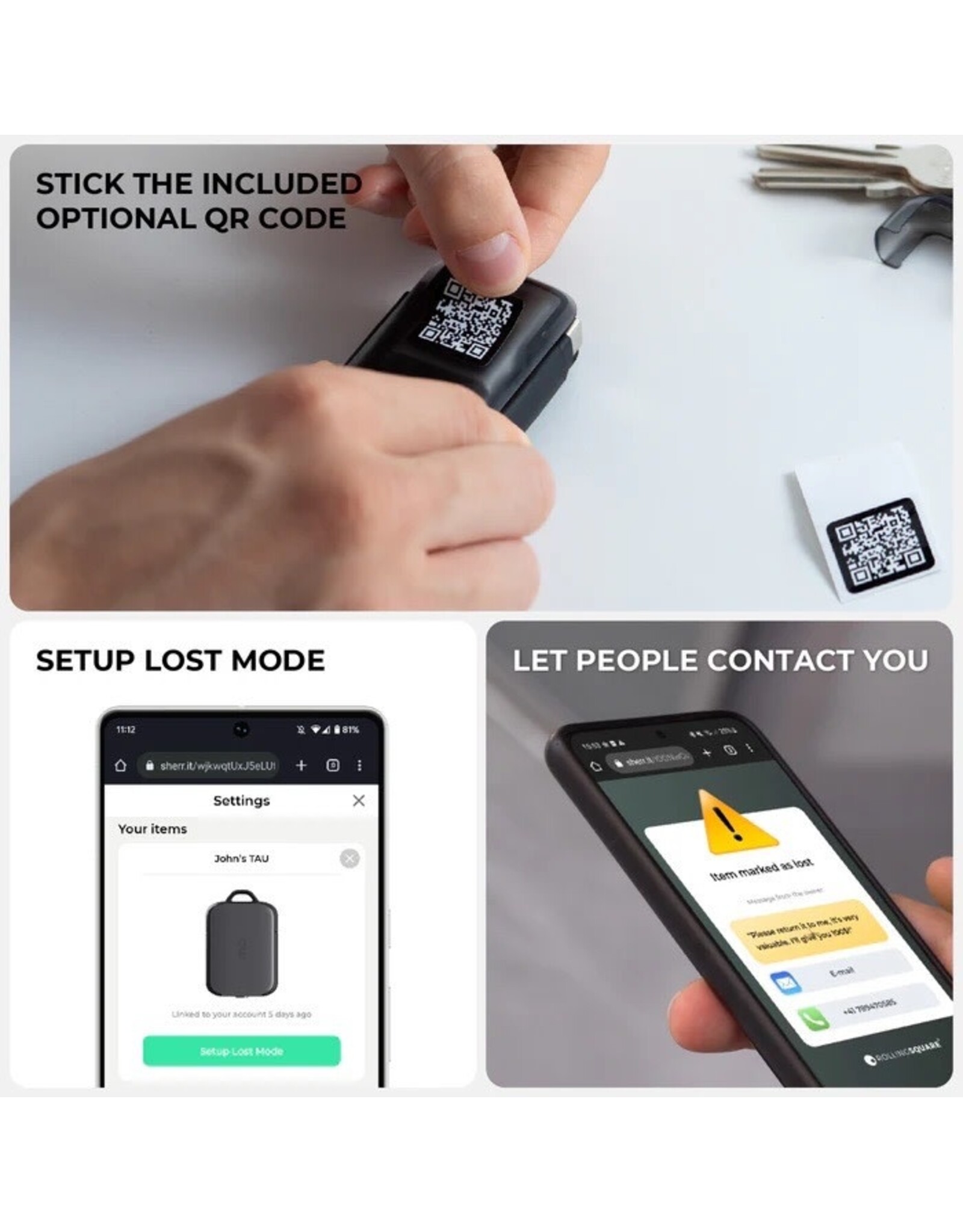 Rolling Square Tau 2 3-in-1 Keyring Powerbank 2000mAh - Charcoal Black