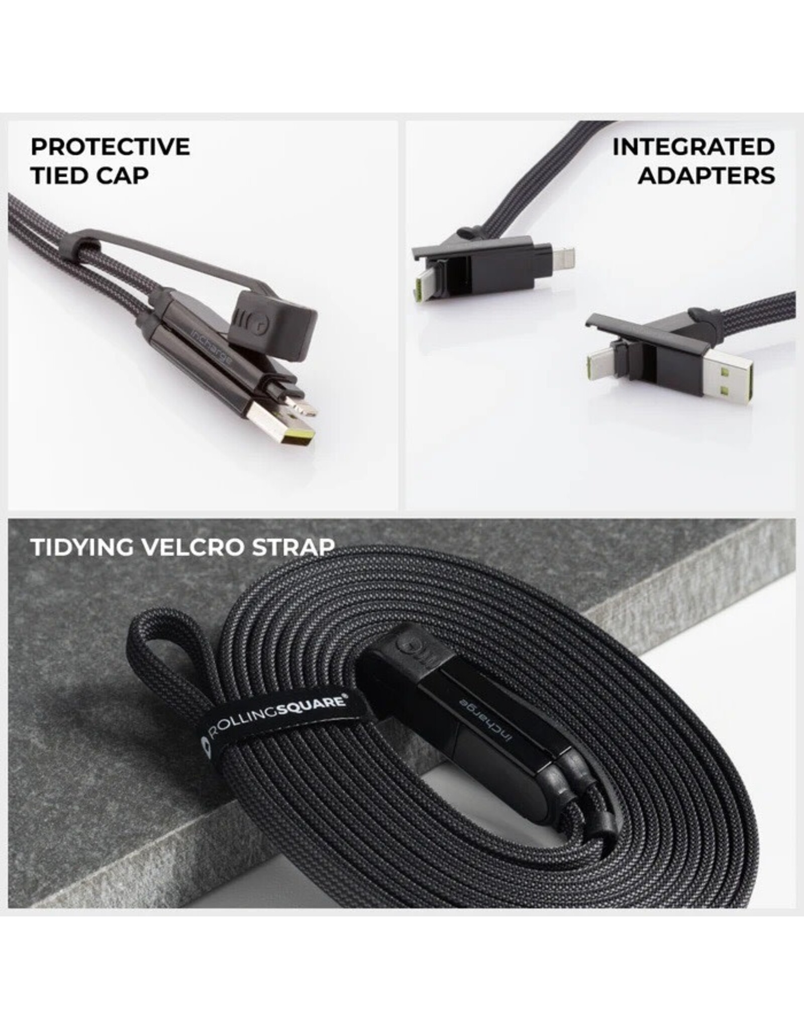 Rolling Square Rolling Square inCharge XL 100W 6-in-1 Travel Charging Cable - 3m - Urban Black