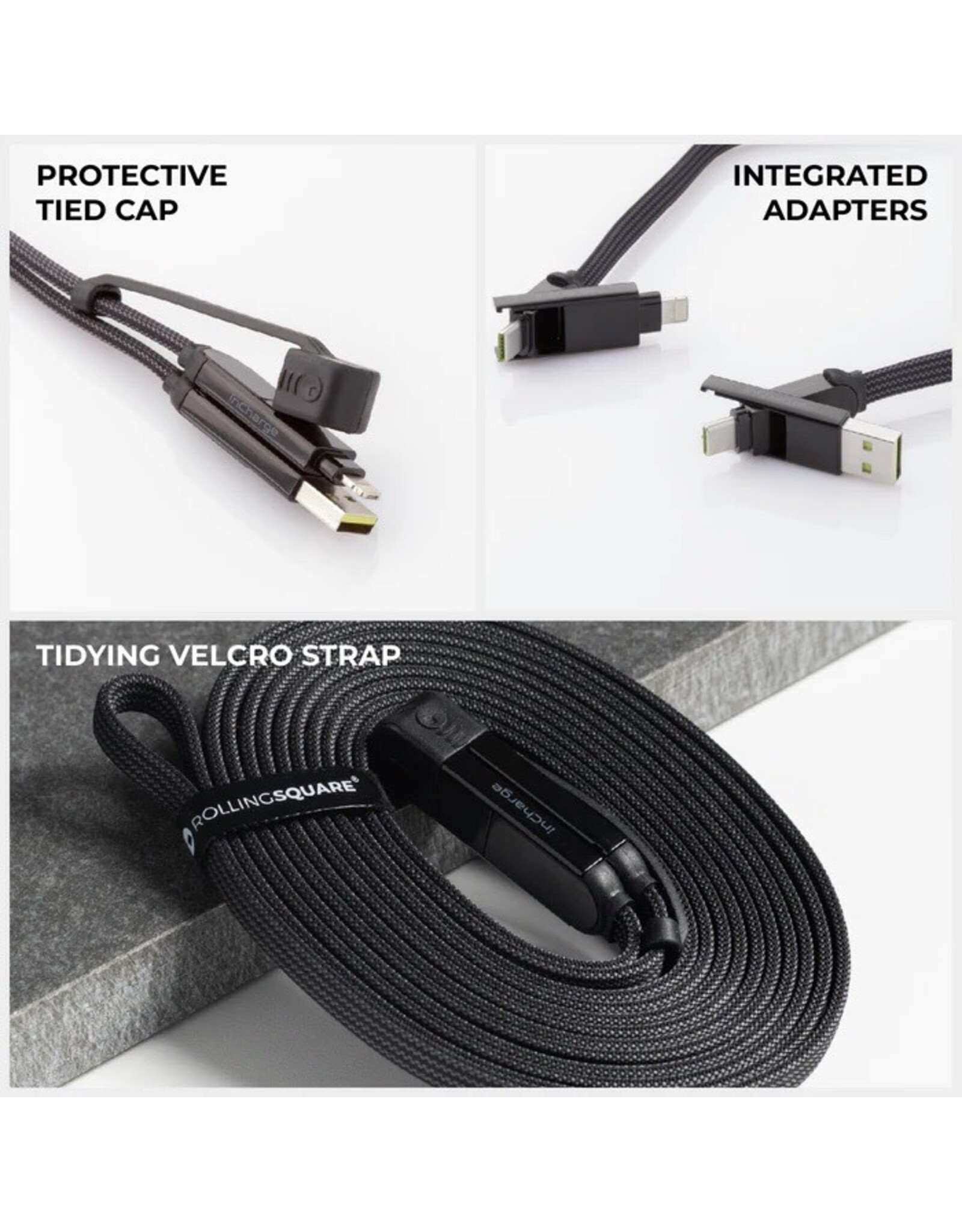 Rolling Square Rolling Square inCharge XL 100W 6-in-1 Travel Charging Cable - 2m - Urban Black