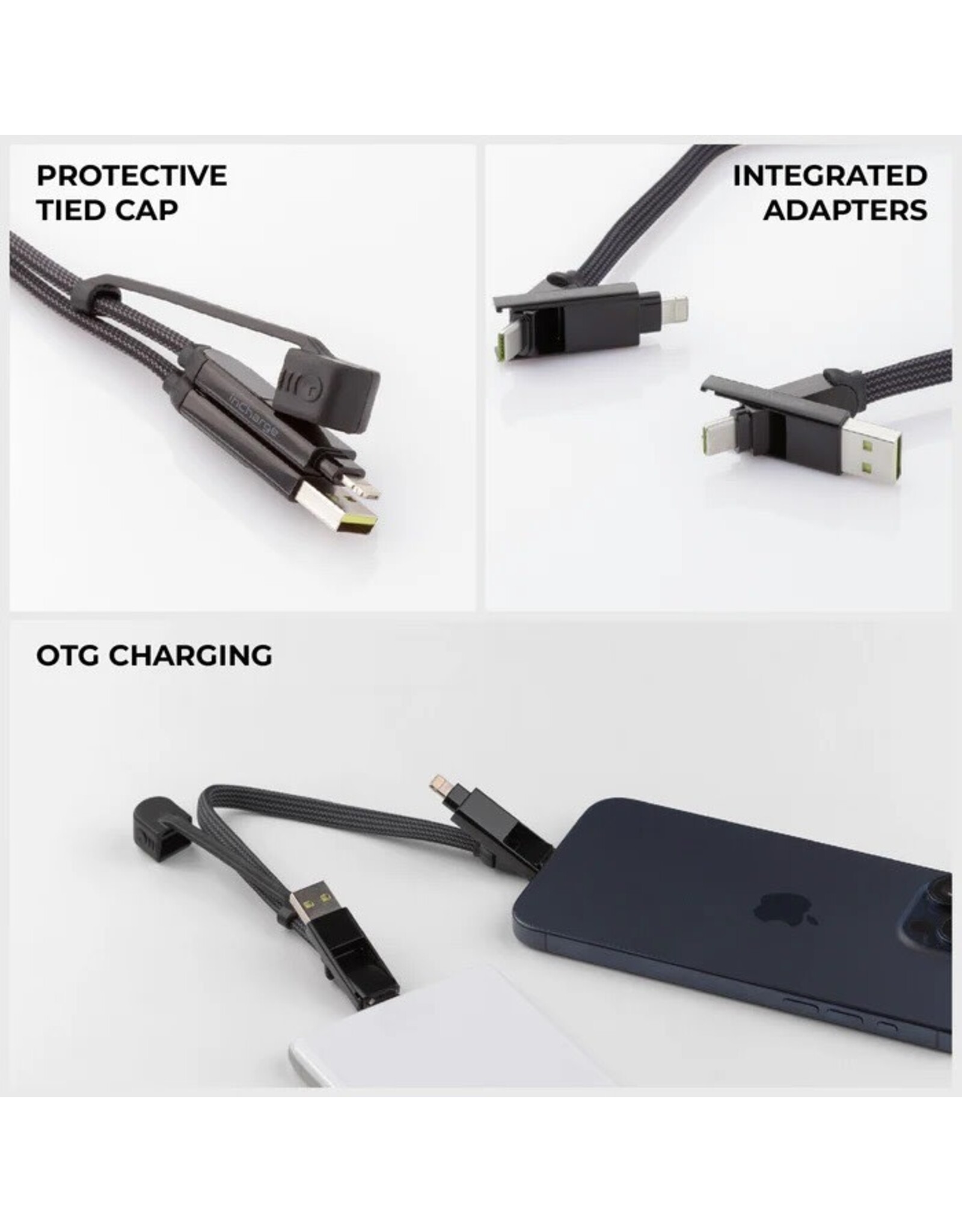 Rolling Square Rolling Square inCharge XL 100W 6-in-1 Travel Charging Cable - 30cm - Urban Black