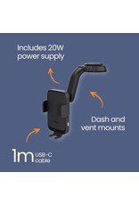 EFM EFM Dual-Coil Wireless Dash/Vent Mount Car Charger with 20W Car Charger