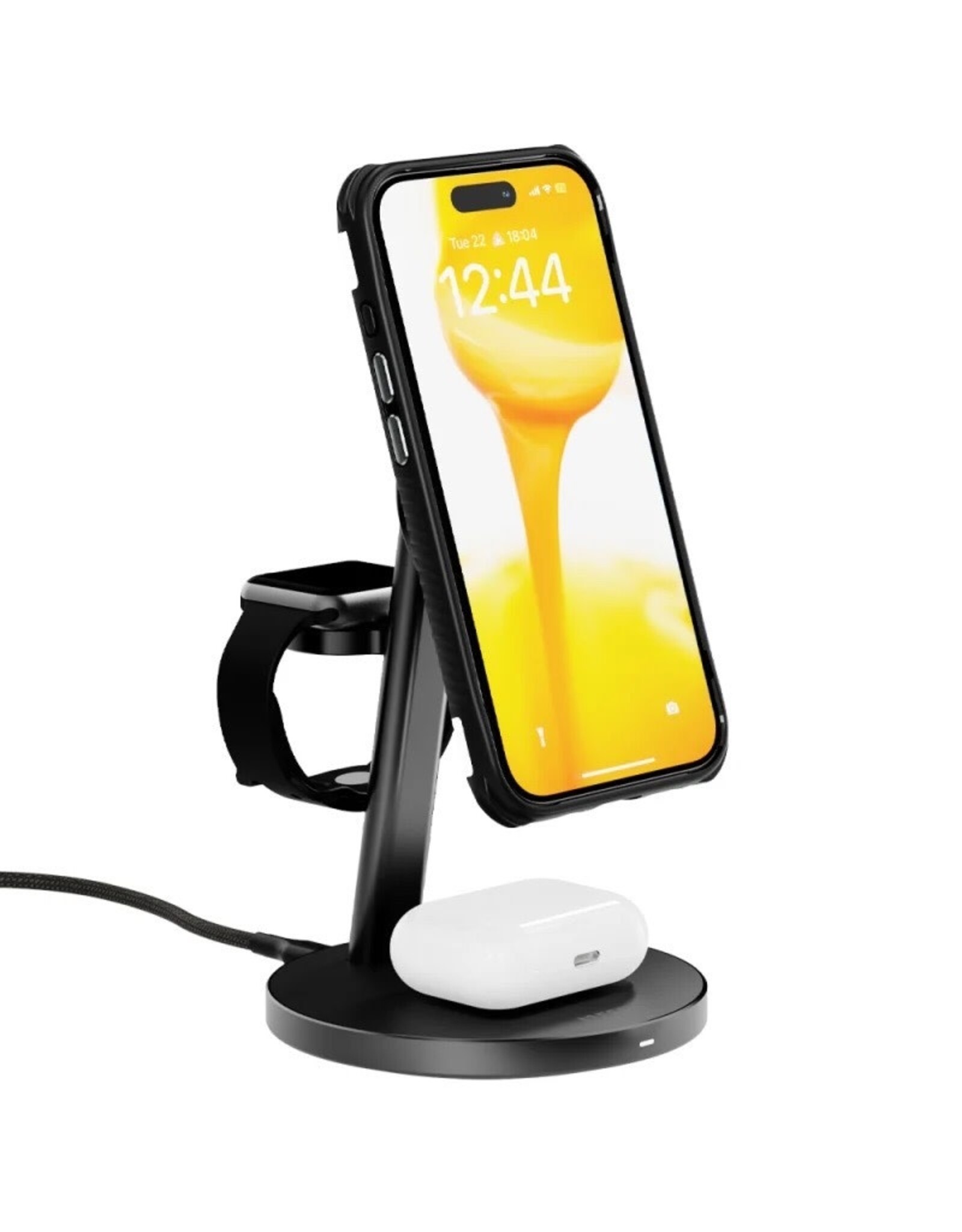 EFM EFM Qi2 Trio Wireless Charge Stand With 5w MFi Apple Watch Charge Pad with 30W power supply - Black