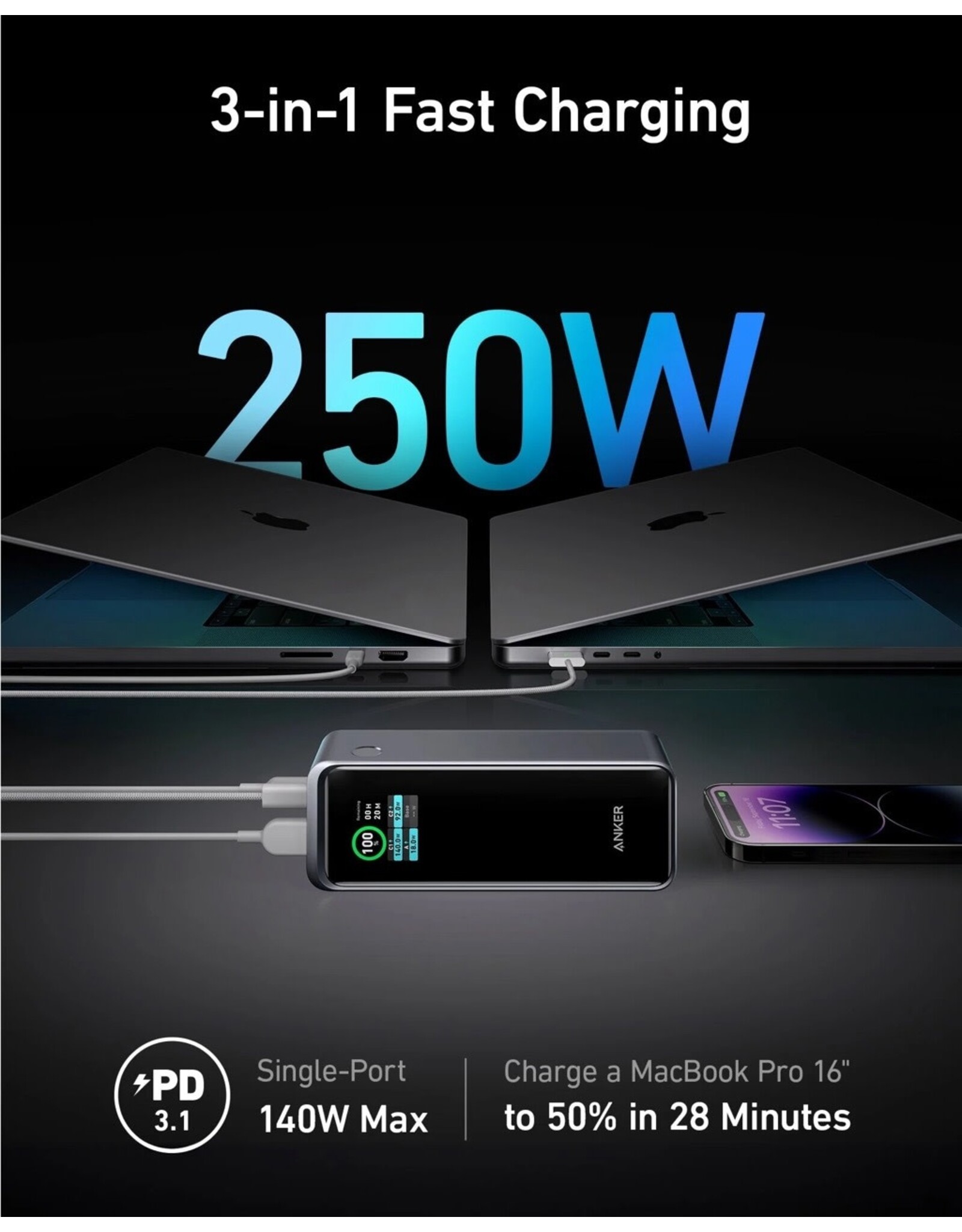 Anker Anker Prime 27,650mAh Power Bank (250W) - Black