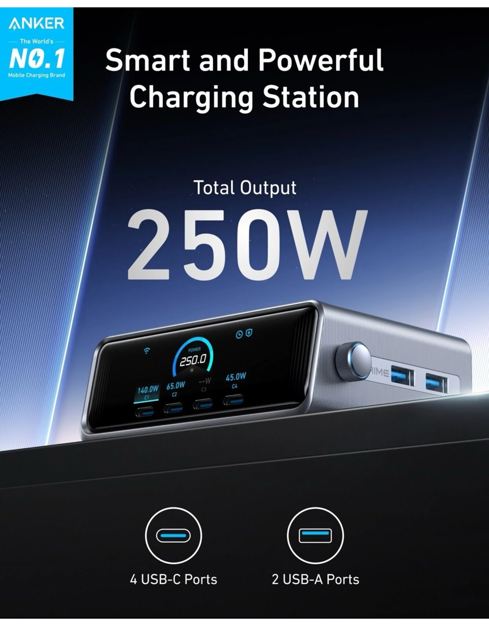 Anker Anker Prime Charger (250W, 6 Ports, GaNPrime)
