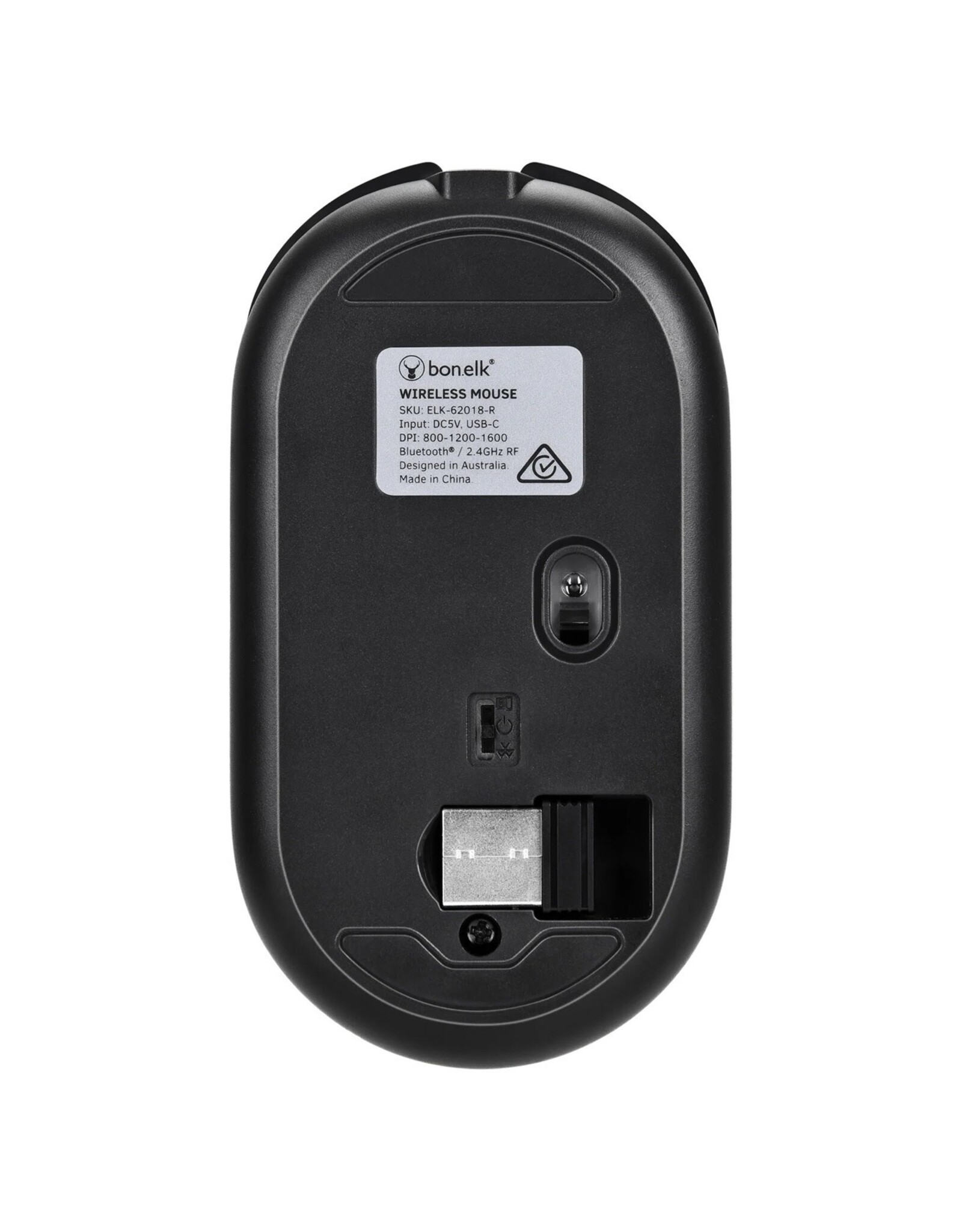 Bon.elk Bon.elk Bluetooth/Wireless RGB 4D Mouse, 1200DPI, USB-C, M-270 - Black