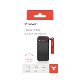 Verbatim Verbatim 1TB Pocket SSD USB 3.2 Gen 2. Compact, Rugged. Ultra Lightweight. (10Gbps) up to 1,000 MB/s - Black/Red