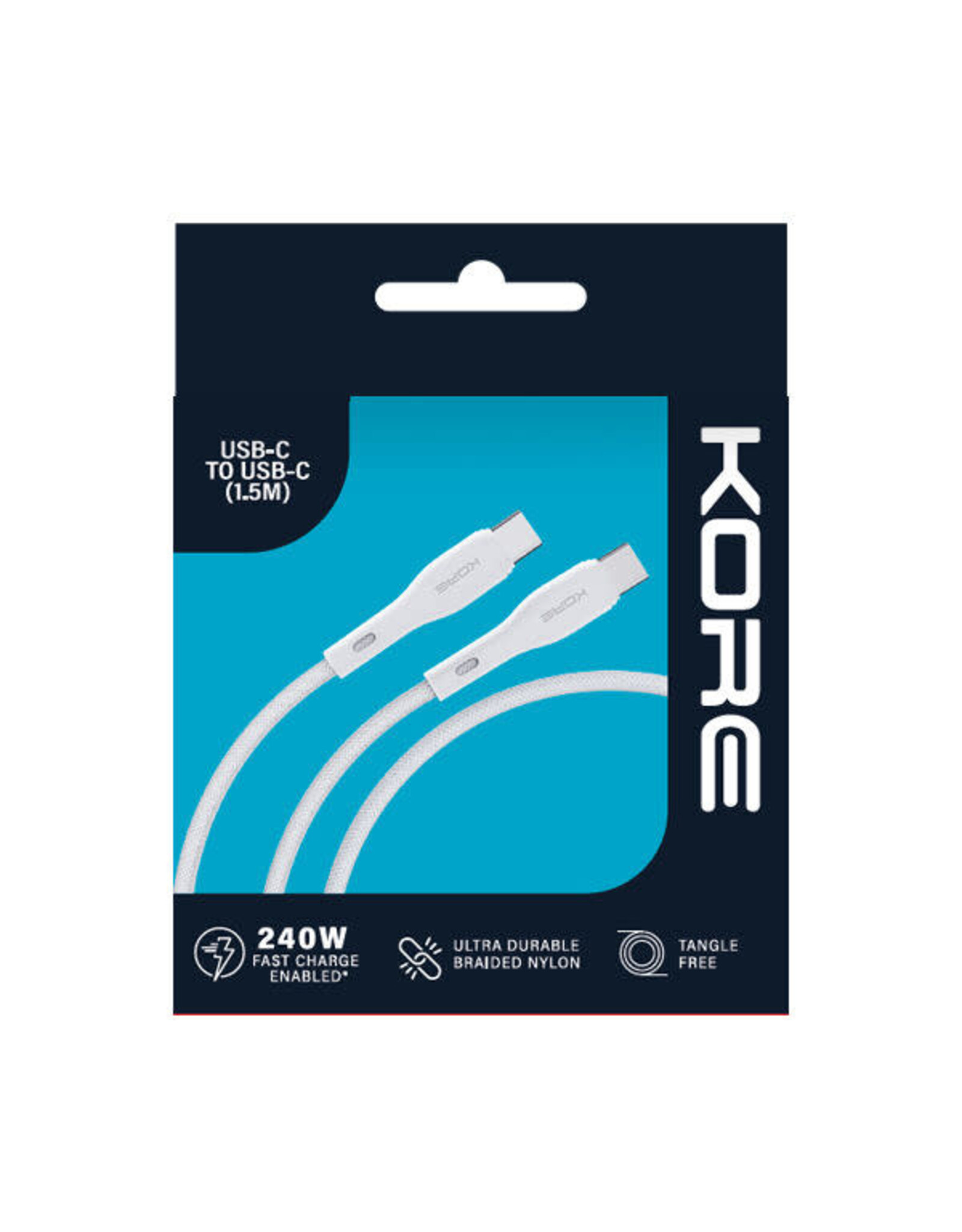 Kore Kore 240w Braided USB-C to USB-C 1.5m Cable - White