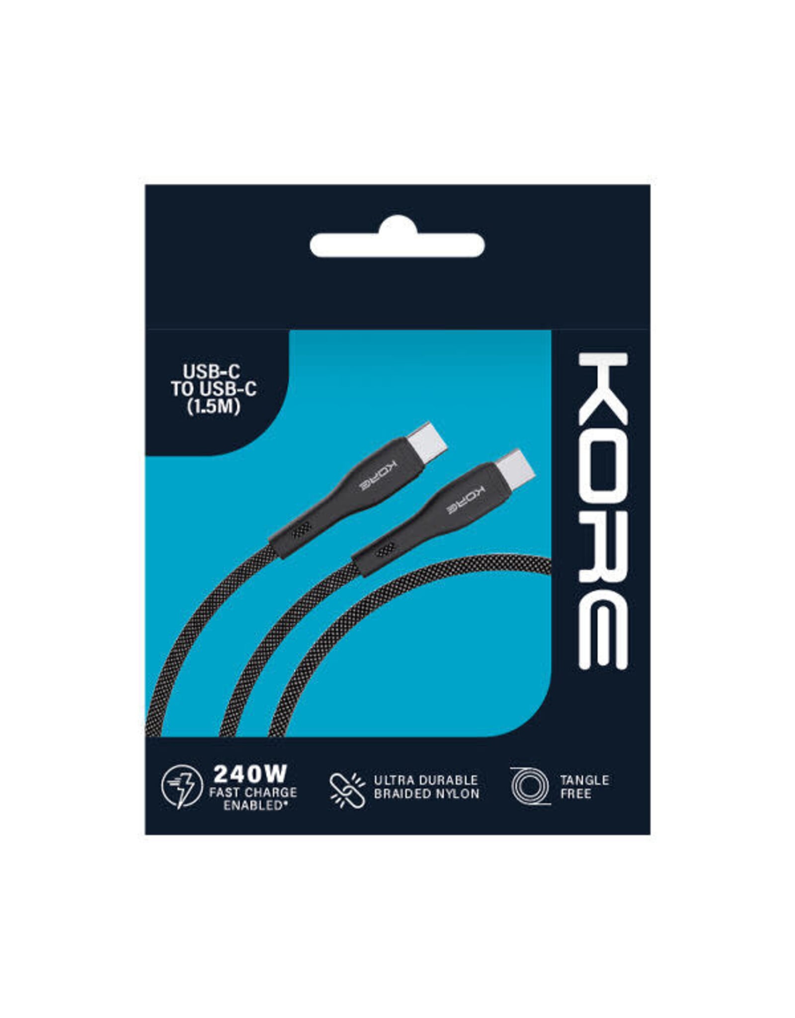 Kore Kore 240w Braided USB-C to USB-C 1.5m Cable - Black