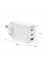 Kore Kore Wall Charger 65W 3 Port PD GaN - 2 x USB-C & 1 x USB-A - White