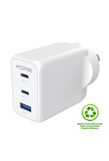 Kore Kore Wall Charger 65W 3 Port PD GaN - 2 x USB-C & 1 x USB-A - White