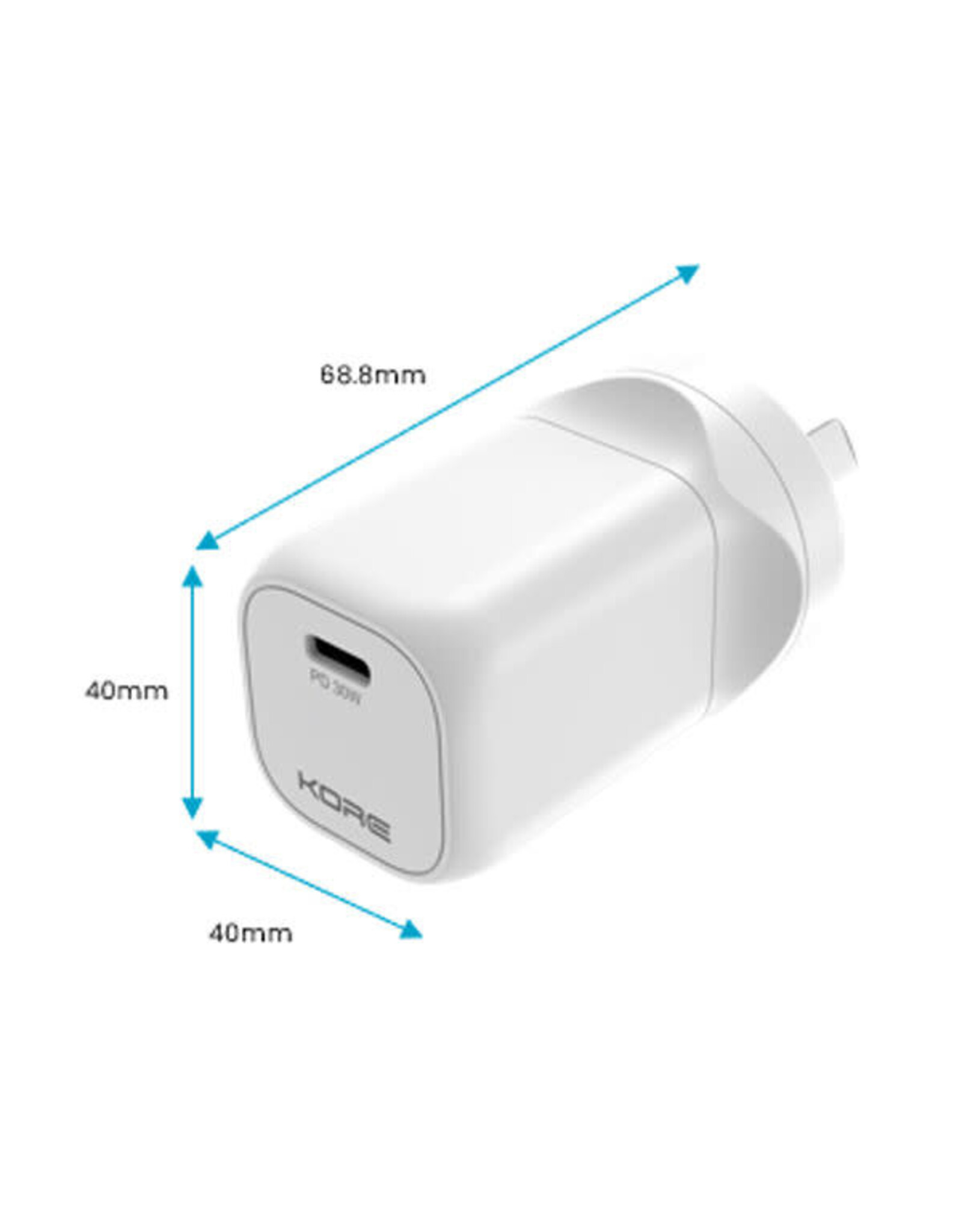Kore Kore Wall Charger 30W GaN Single USB-C Port - White