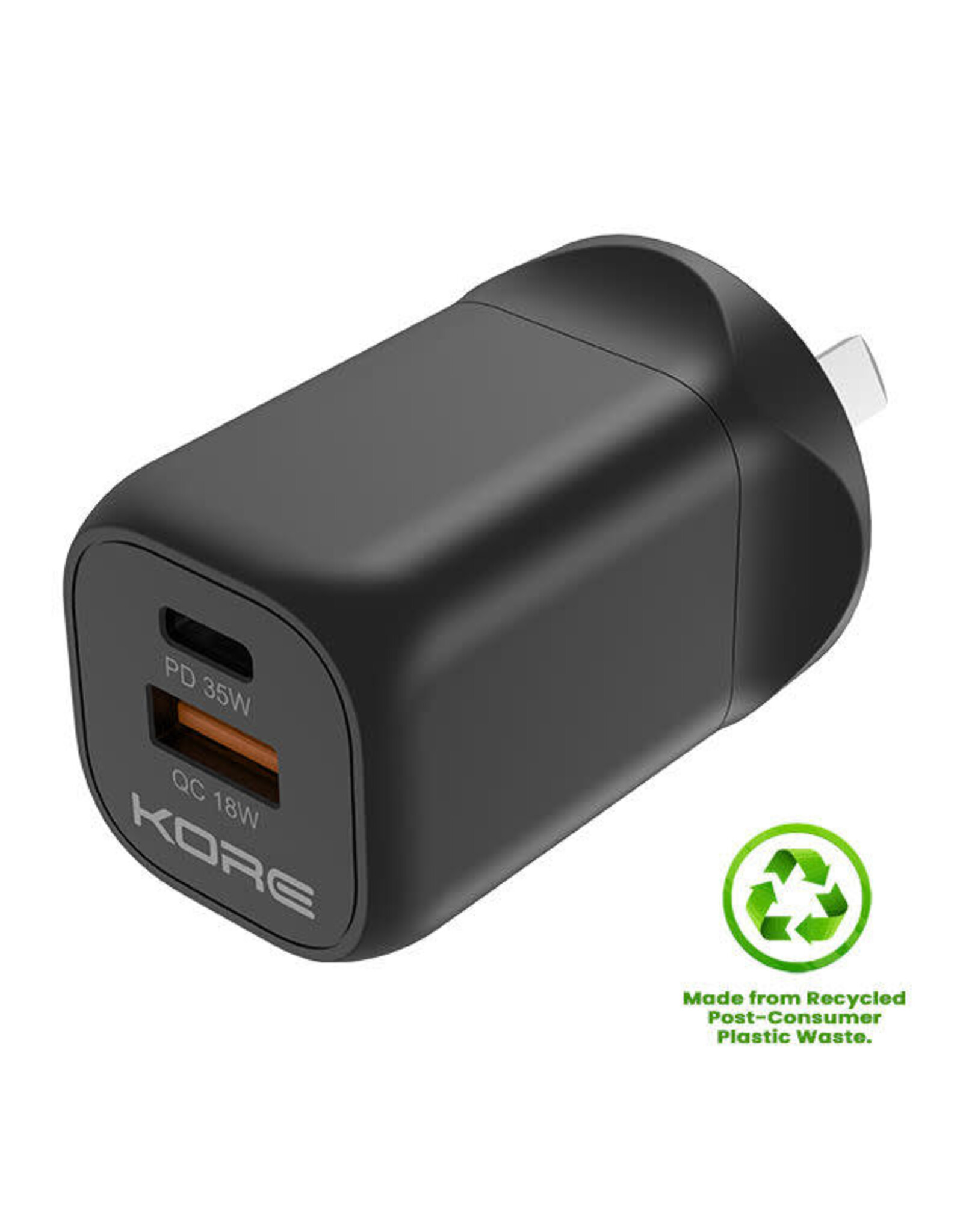 Kore Kore Wall Charger 35W GaN Dual USB-A & USB-C Port - Black